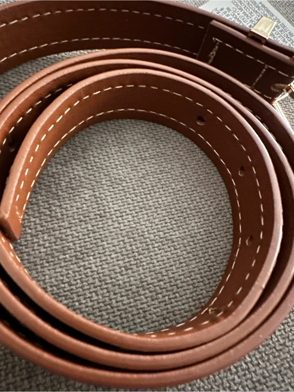 Zara brown leather belt with gold buckle